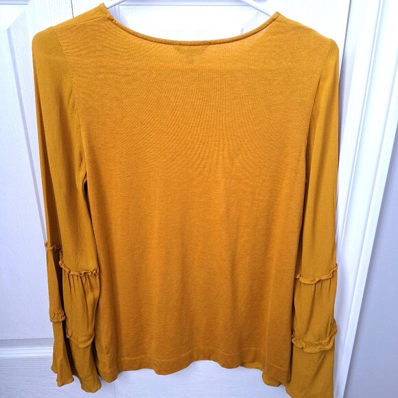 Massimo Dutti Yellow Ochre Top with Ruffle Detail Sleeves - Picture 8 of 8